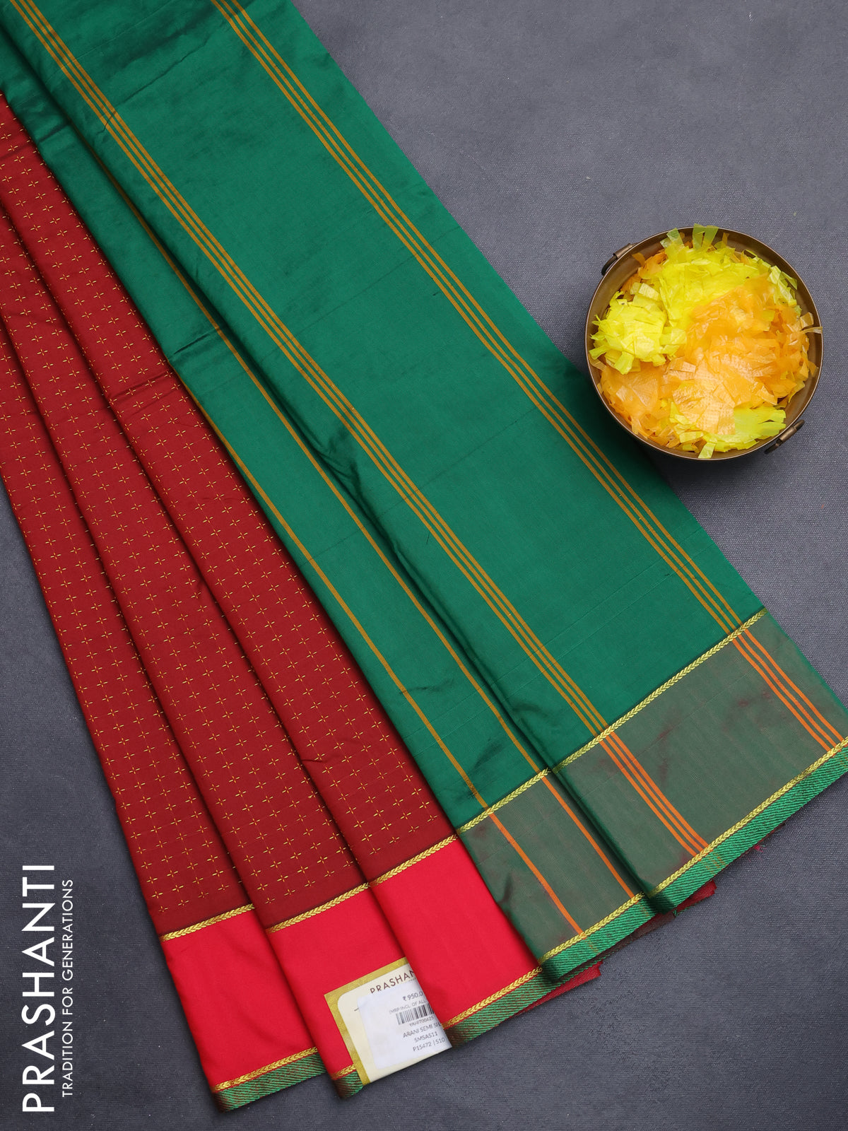 Arani semi silk saree maroon and pink with allover thread weaves and rettapet zari woven border`