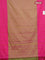 Arani semi silk saree dual shade of green and pink with allover copper zari weaves and zari checked border