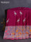 Banarasi raw silk saree wine shade with silver zari woven buttas and silver zari woven paithani style border