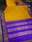 10 Yards silk saree mustard yellow and blue with plain body and zari woven border