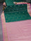 Bangalori silk saree green and pink with allover zari weaves and zari woven border
