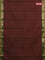 Chettinad cotton saree dual shade of maroon and green with plain body and zari woven border