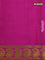 Pure mysore silk saree teal blue and pink with allover zari weaves & digital prints and long paisley zari woven border