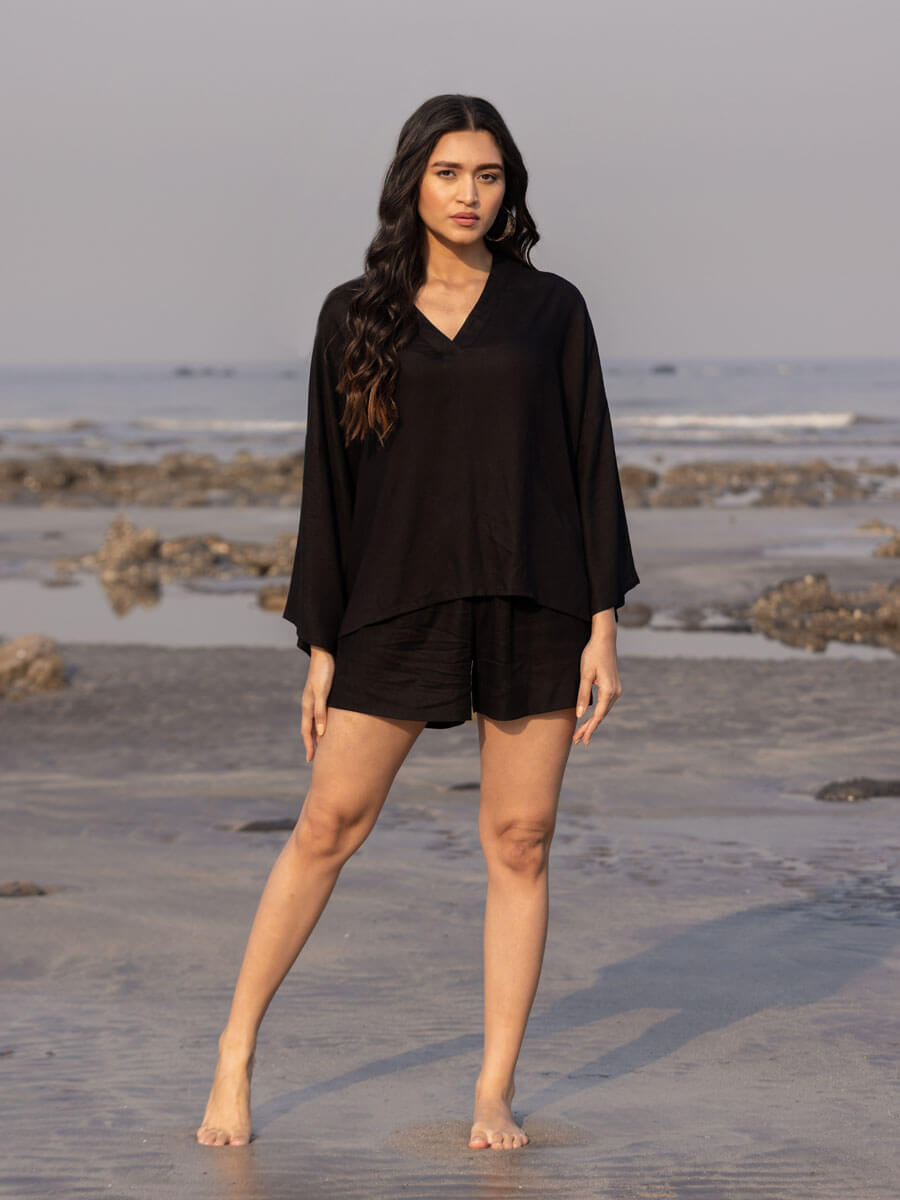 Maia Solid Black Co-ord Set of 2