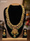 Antique haaram lakshmi design with jadau stones and green beads hanging