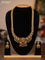 Antique haaram lakshmi design with pink jadau stones and golden beads hanging