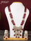 Beaded double layer maroon haram peacock design with ruby & kundan cz stones and pearl & beads hangings in victorian finish