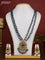 Beaded double layer blue necklace ganesha pendant with sapphire & cz stones and pearl & beads hanging in victorian finish