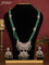 Beaded triple layer mint green necklace peacock design with kundan & cz stones and pearl & beads hanging