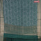 Assam silk saree dark green with allover floral prints & zari buttas and zari woven border