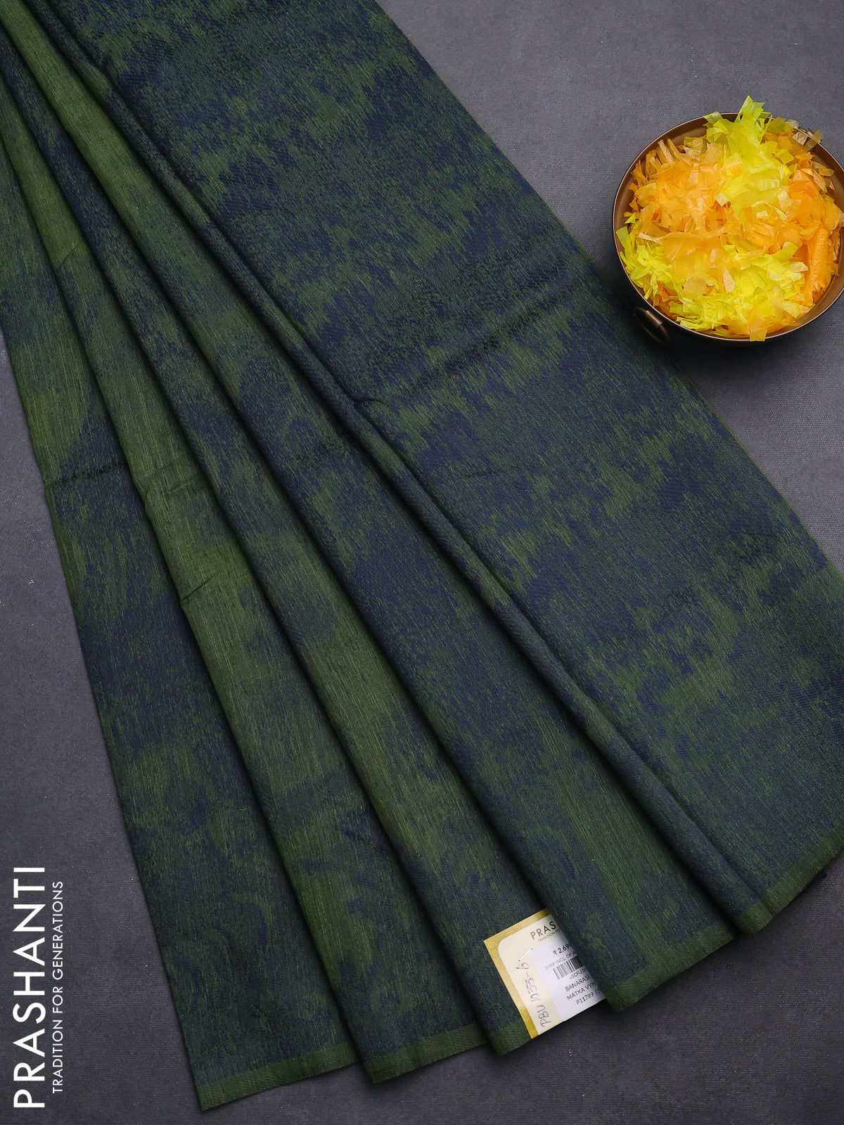 Banarasi semi matka saree sap green with allover thread weaves in borderless style
