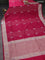 Banarasi semi katan silk saree pink with allover silver & gold zari weaves and deer design zari woven border