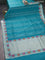 Banarasi semi katan silk saree teal blue with allover zari weaves and rich zari woven border