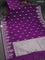 Banarasi semi katan silk saree purple with zari woven buttas and rich zari woven border