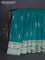 Banarasi semi katan silk saree dual shade of teal bluish green with floral zari woven buttas and zari woven border