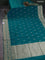 Banarasi semi katan silk saree dual shade of teal bluish green with floral zari woven buttas and zari woven border