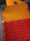 10 Yards silk cotton saree mustard yellow and red with plain body and annam zari woven border