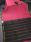 10 Yards silk cotton saree peach pink and bottle green with plain body and zari woven border