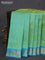 10 Yards silk cotton saree teal green and cs blue with zari woven buttas and zari woven border