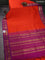 10 Yards silk cotton saree orange and purple with plain body and zari woven korvai border