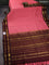 10 Yards silk cotton saree peach pink and deep maroon with plain body and zari woven korvai border