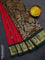 10 Yards salem silk saree reddish pink and green with zari woven buttas and zari woven korvai border