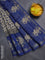 Chanderi bagru saree beige and blue with allover floral butta prints and maheswari border