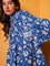 Blue Paradise Block Printed Cotton Pintuck Dress