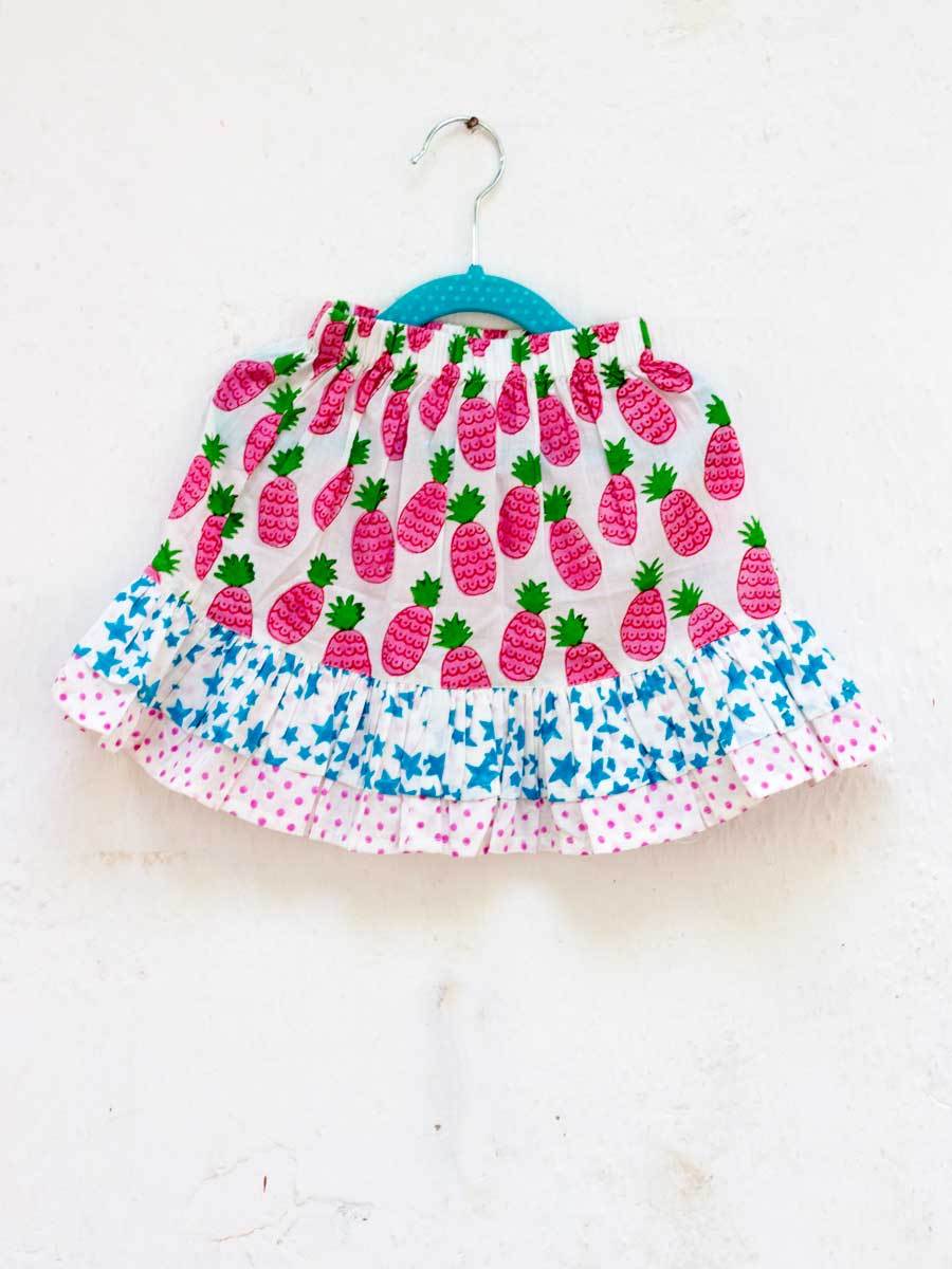 Ananaas Organic Cotton Block Printed Double Layered Skirt