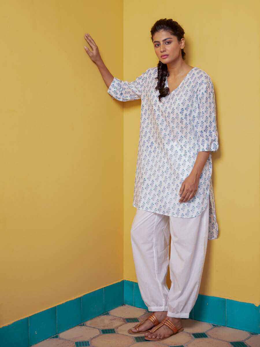 Set of 2 - Wild Lily Cotton Kurta & Lantern Pant