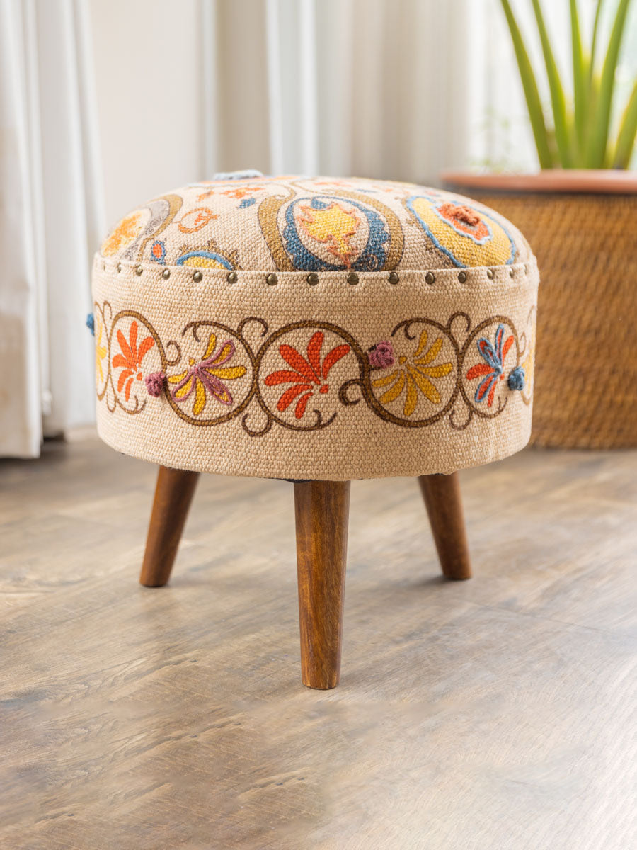 Surya Solid Wood Ottoman