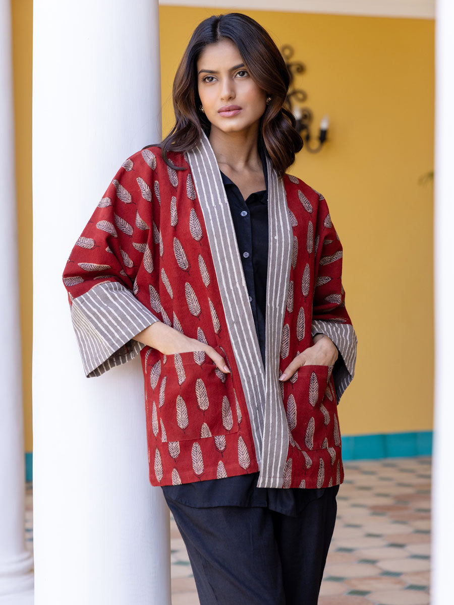 Jwala Block Printed Cotton Kimono Jacket