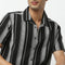 Camp Collar Half Sleeve Striped Mood Shirt