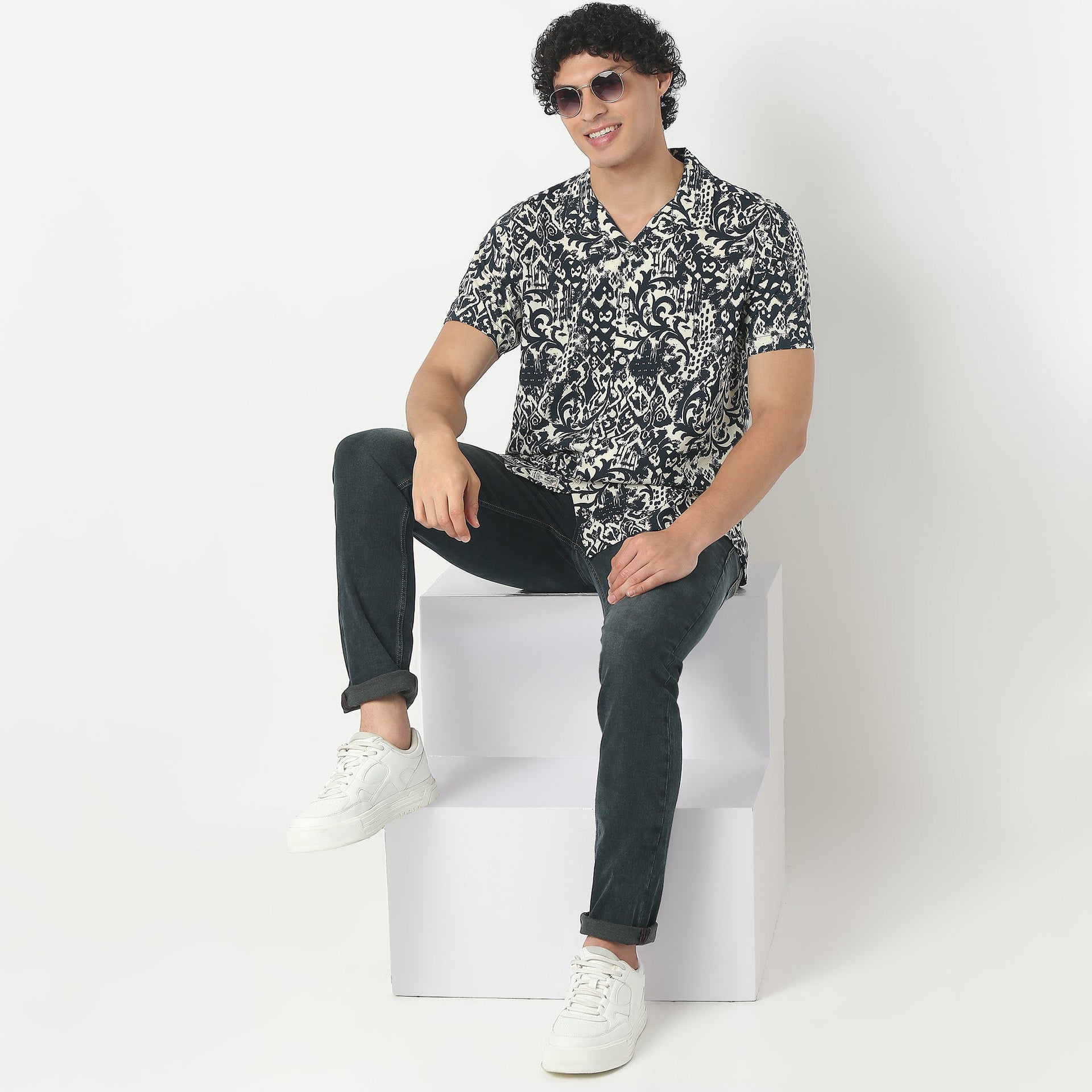 Camp Collar Half Sleeve Printed Retreat Shirt