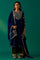Blue Embroidered Anarkali Velvet Kurta with Salwar and Dupatta Set
