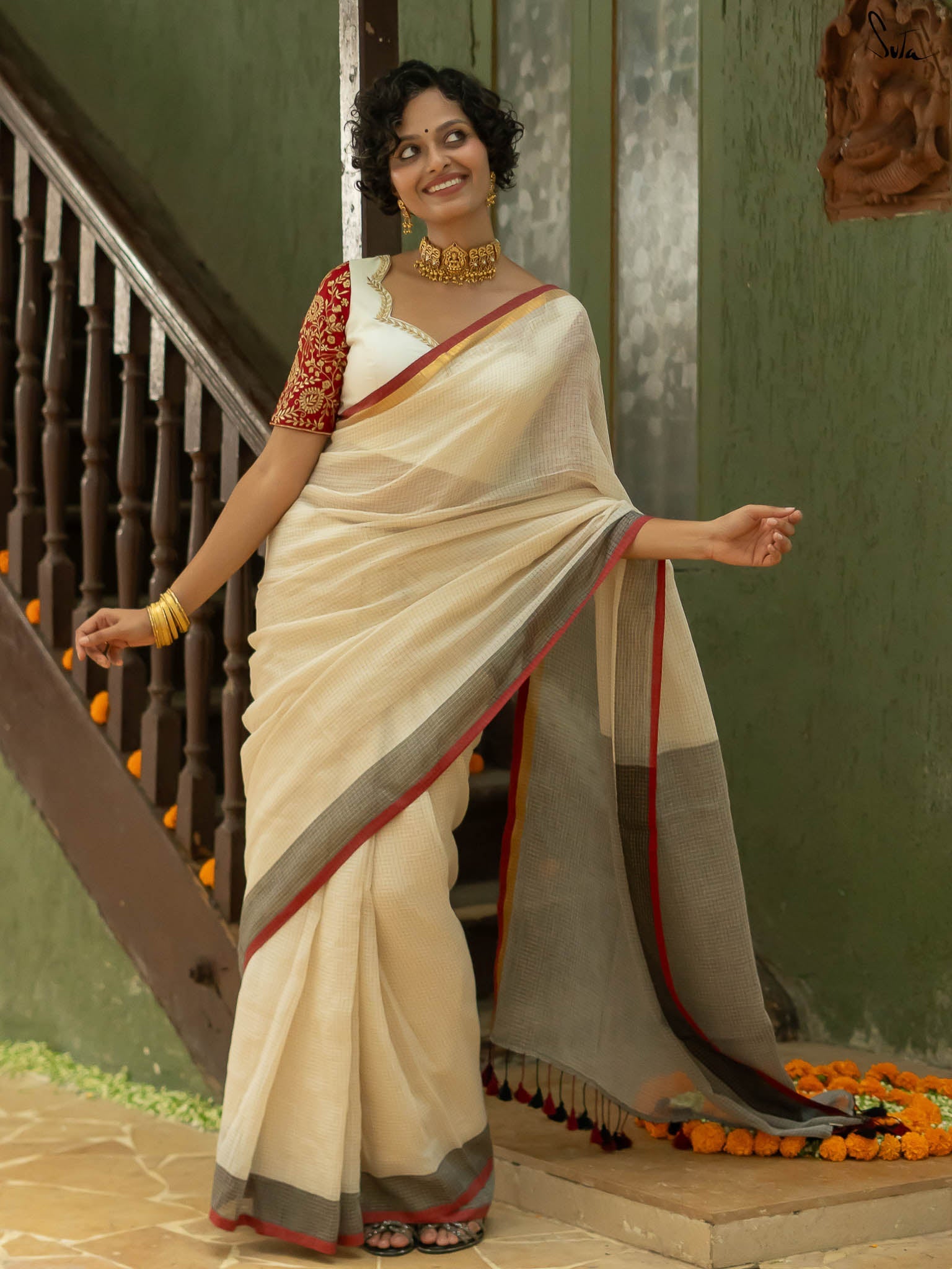 Suta ready to wear Woven Design Saree