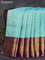 Pure kanjivaram silk saree light blue and violet with allover silver & gold zari weaves and long zari woven border