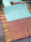 Pure kanjivaram silk saree light blue and violet with allover silver & gold zari weaves and long zari woven border