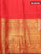 Pure kanjivaram silk saree light blue and red with allover silver zari woven brocade weaves and golden zari woven border