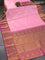 Pure kanjivaram silk saree light pink and pink with allover zari weaves and long zari woven border