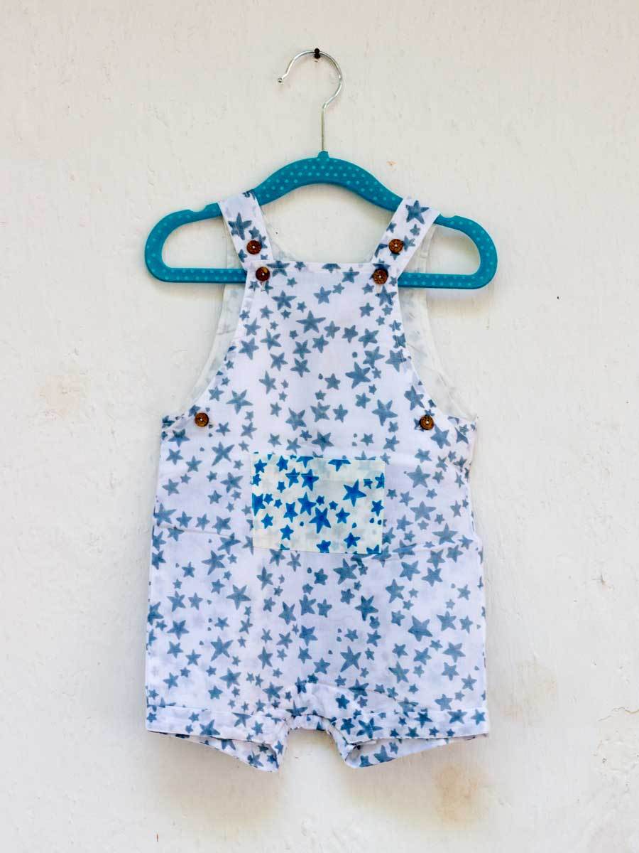 Starry Night Organic Cotton Block Printed Dungarees