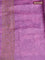 Banarasi tussar silk saree purple shade with woven buttas & floral digital prints and piping border