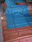 Banarasi tussar silk saree peacock blue and rust shade with thread & zari buttas and banarasi style border