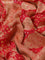 Banarasi georgette saree reddish pink with bandhani prints & zari weaves and woven border