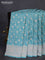 Banarasi semi katan saree teal blue with allover zari weaves and zari woven border
