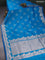 Banarasi semi katan saree dual shade of teal blue with zari woven buttas and zari woven border