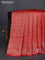 Banarasi semi katan saree red with allover thread & zari woven brocade weaves and woven border