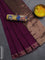 Bengal soft cotton saree purple and blue with plain body and zari woven border