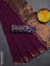 Bengal soft cotton saree purple and blue with plain body and zari woven border