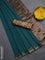 Bengal soft cotton saree teal green and mustard yellow with plain body and zari woven border